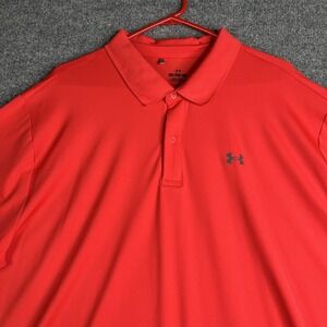 Under Armour Polo Shirt Men's 3XL‎ Red Short Sleeve Tennis Golf Pickle Ball